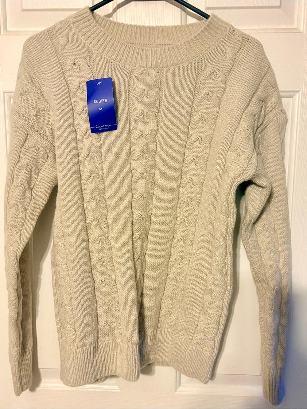 ChouYatou Cable Knit Sweater and Below the knee shirt with pocket- Cream